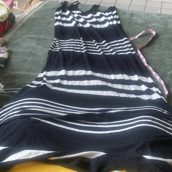 Rip Curl surf black/white striped maxi viscose dress suze large - Picture 3 of 7